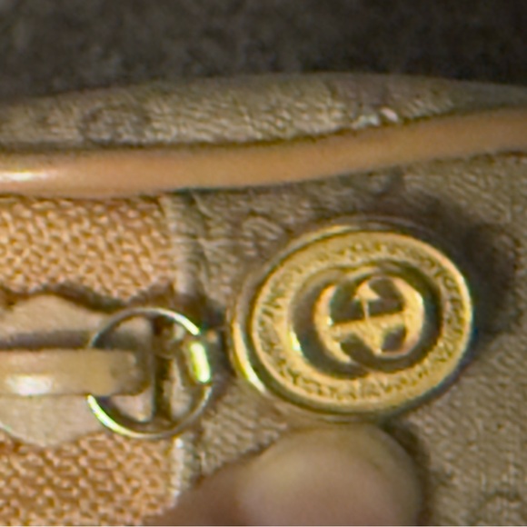 Tan and Brown Cosmetic Bag with Monogram Pattern - Picture 8 of 11